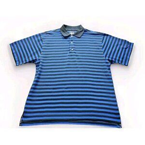 FootJoy Polo Mens L Navy Striped Golf 3 Button SS ProDry Pique Athleisure Logo